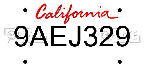 9AEJ329 California License Plate