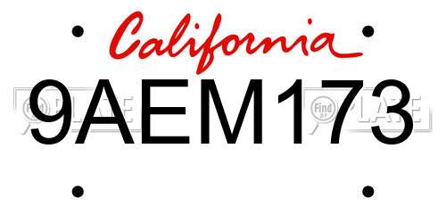 9AEM173 California License Plate