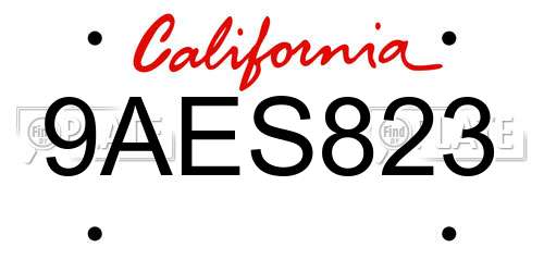 9AES823 California License Plate