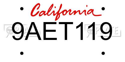 9AET119 California License Plate