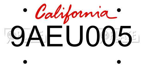9AEU005 California License Plate