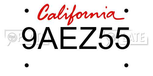9AEZ55 California License Plate