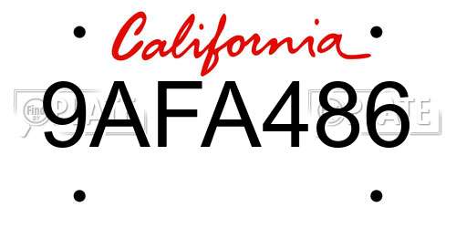 9AFA486 California License Plate