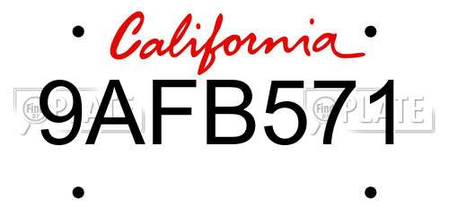 9AFB571 California License Plate