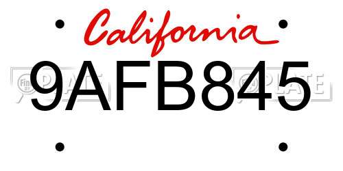 9AFB845 California License Plate