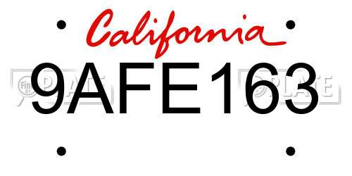 9AFE163 California License Plate