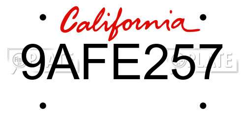 9AFE257 California License Plate