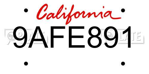 9AFE891 California License Plate