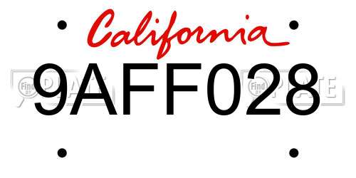 9AFF028 California License Plate