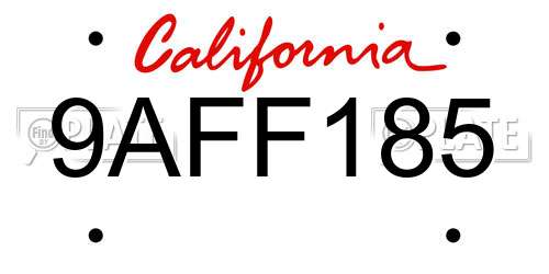 9AFF185 California License Plate