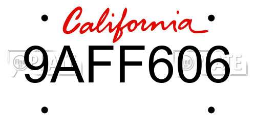 9AFF606 California License Plate