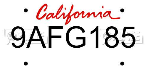 9AFG185 California License Plate
