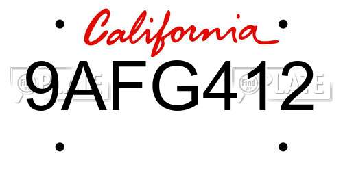 9AFG412 California License Plate