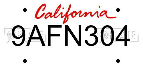 9AFN304 California License Plate