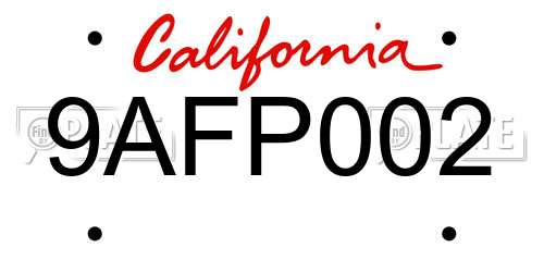9AFP002 California License Plate