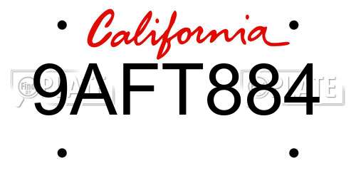 9AFT884 California License Plate