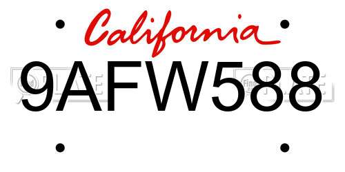 9AFW588 California License Plate