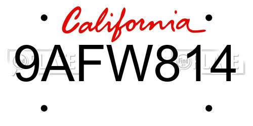 9AFW814 California License Plate