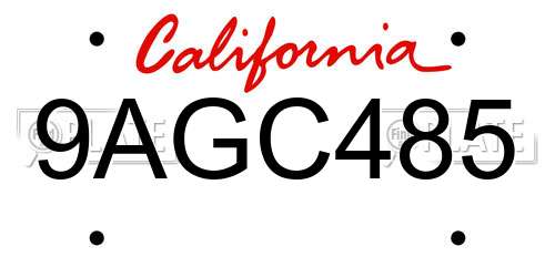 9AGC485 California License Plate
