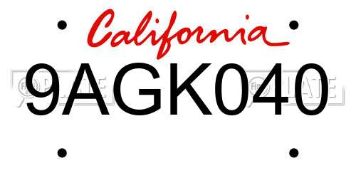 9AGK040 California License Plate