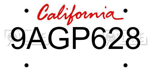 9AGP628 California License Plate