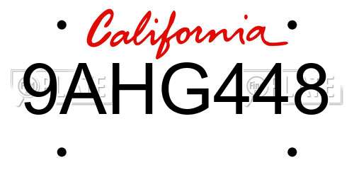 9AHG448 California License Plate
