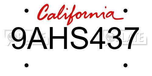 9AHS437 California License Plate