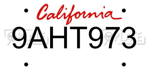 9AHT973 California License Plate