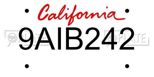 9AIB242 California License Plate