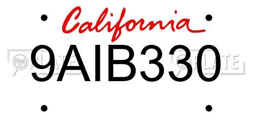 9AIB330 California License Plate