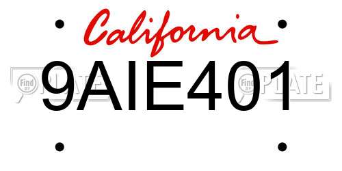 9AIE401 California License Plate