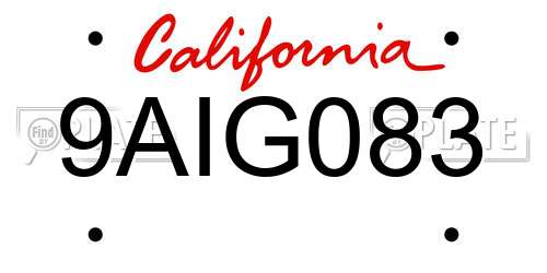 9AIG083 California License Plate
