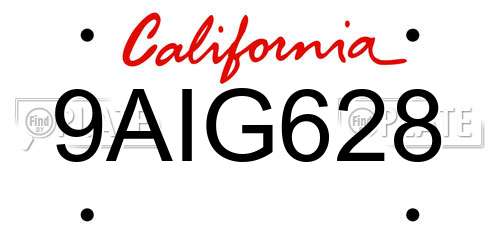 9AIG628 California License Plate