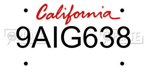 9AIG638 California License Plate