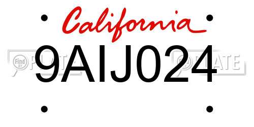 9AIJ024 California License Plate