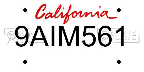 9AIM561 California License Plate