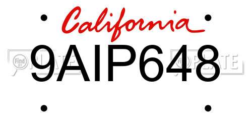 9AIP648 California License Plate