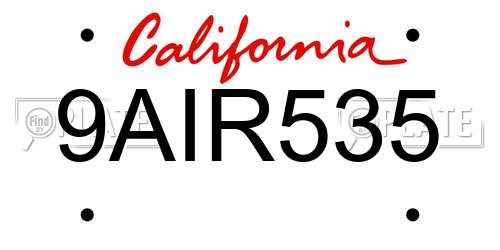 9AIR535 California License Plate