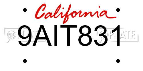 9AIT831 California License Plate