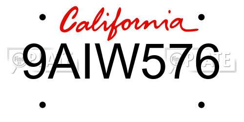9AIW576 California License Plate