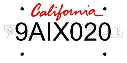 9AIX020 California License Plate
