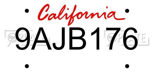 9AJB176 California License Plate