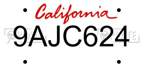 9AJC624 California License Plate