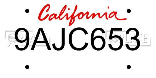 9AJC653 California License Plate