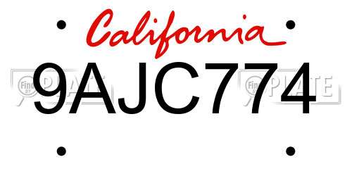 9AJC774 California License Plate