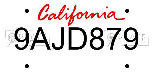 9AJD879 California License Plate