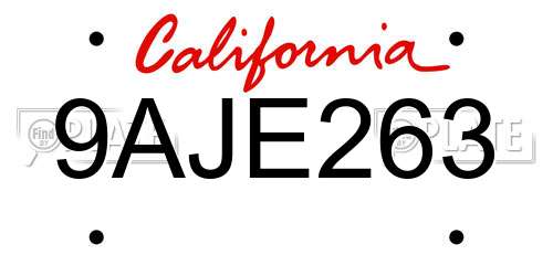 9AJE263 California License Plate