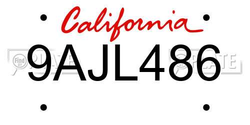 9AJL486 California License Plate