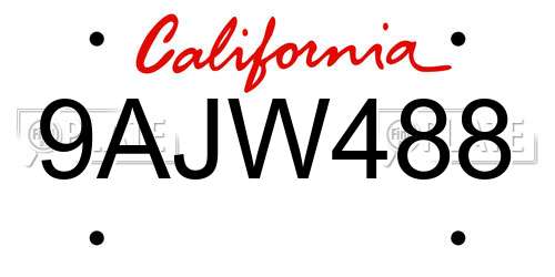 9AJW488 California License Plate