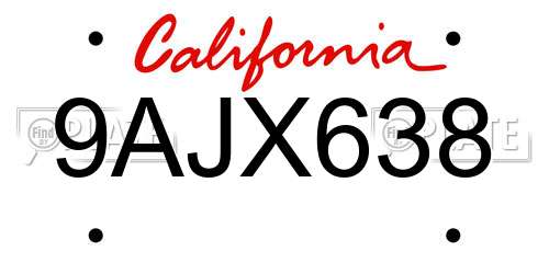 9AJX638 California License Plate